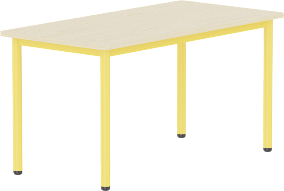 Emese juhar téglalap asztal - sárga fém lábbal, 58 cm