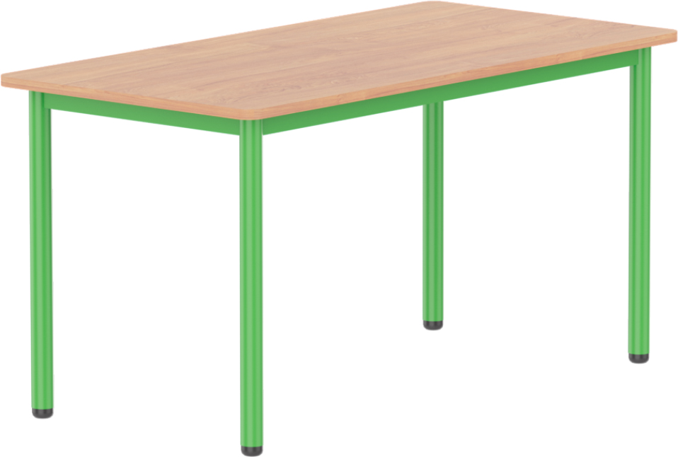 Emese bükk téglalap asztal - zöld fém lábbal, 58 cm