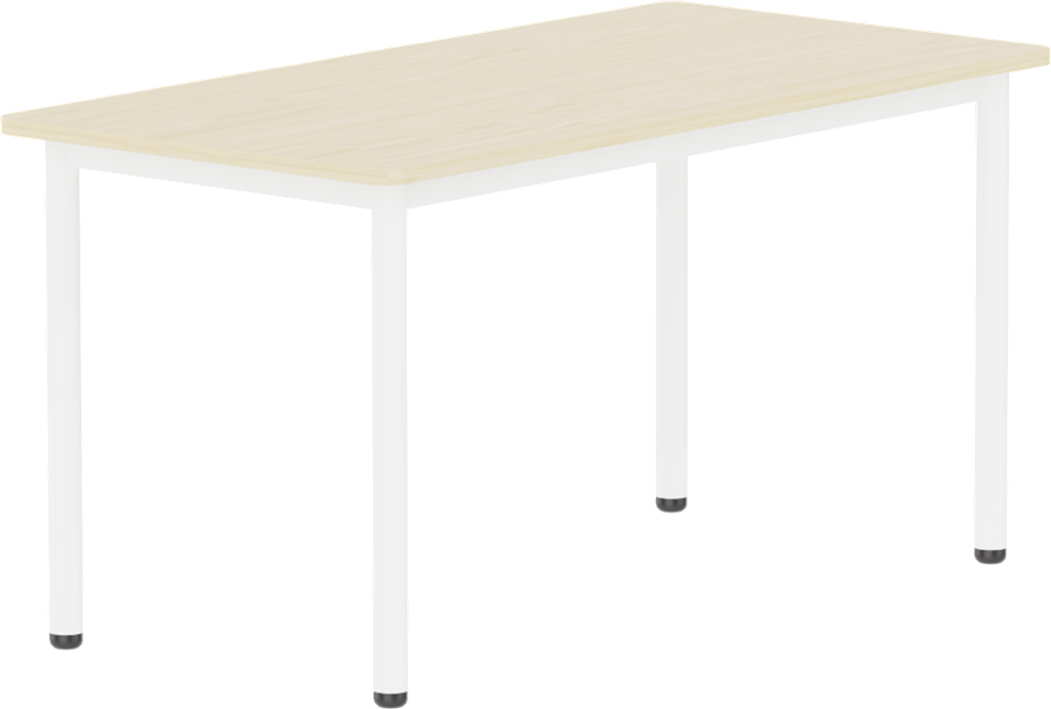 Emese juhar téglalap asztal - fehér fém lábbal, 58 cm