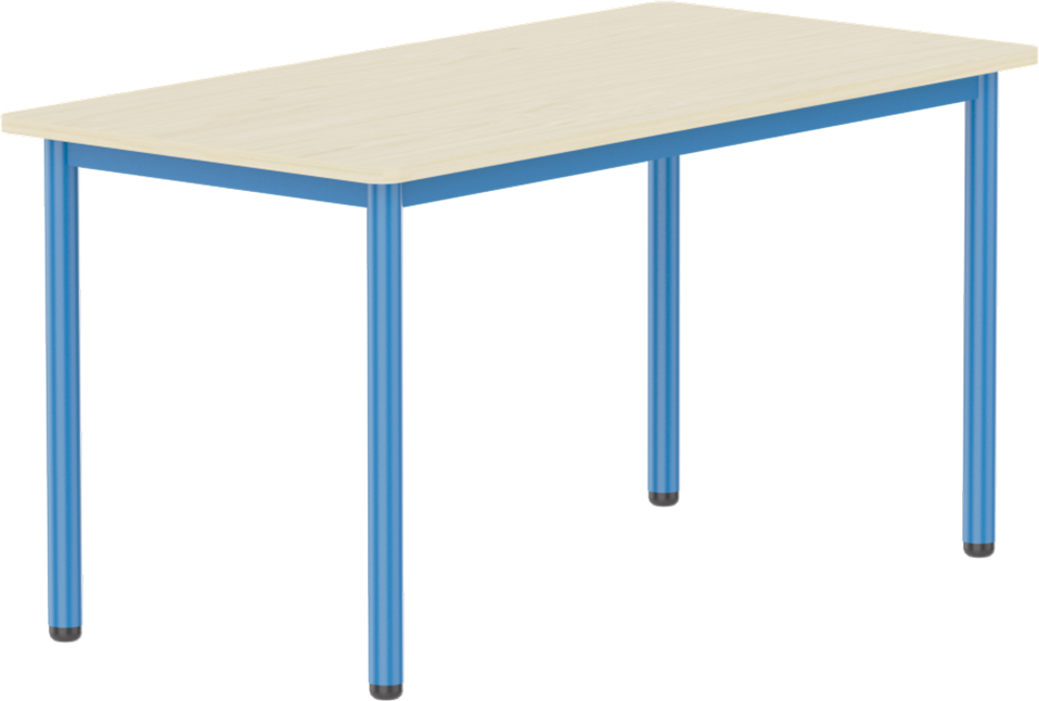 Emese juhar téglalap asztal - kék fém lábbal, 58 cm