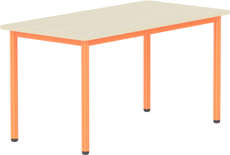 Emese juhar téglalap asztal - narancs fém lábbal, 58 cm