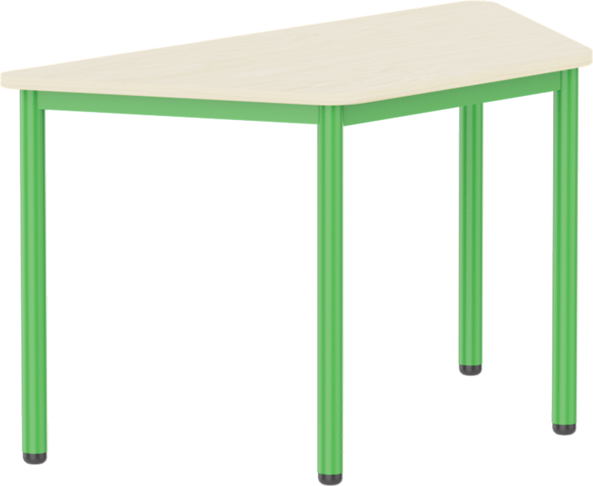Emese juhar trapéz asztal - zöld fém lábbal, 58 cm