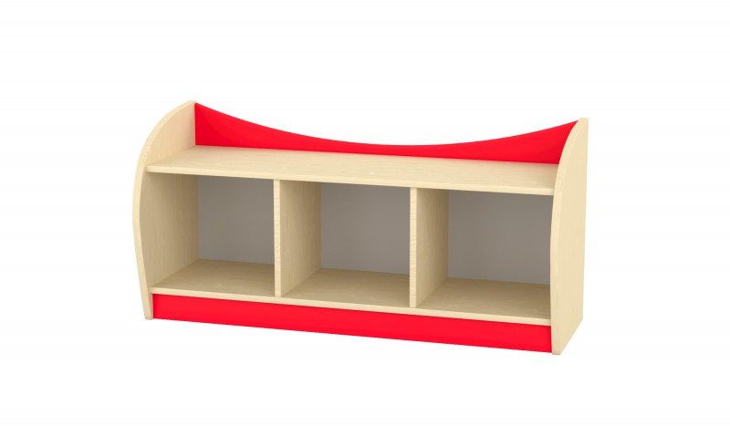 Marci íves alacsony szekrény - 3 fakkos, juhar-piros 120x38x57 cm