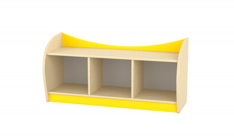 Marci íves alacsony szekrény - 3 fakkos, juhar-sárga 120x38x57 cm