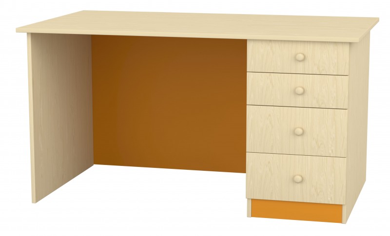 Íróasztal fiókokkal, 140x80x75 cm, juhar-narancs